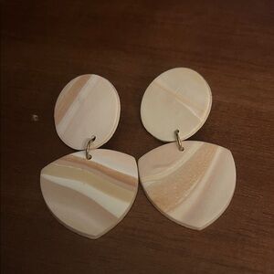 Elegant Cream and Tan Dangle Earrings